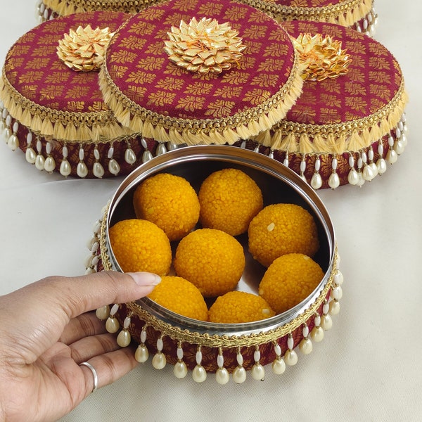 Bomboniera di matrimonio indiano/regalo di ritorno pooja-scatola dei dolci nikkah favore/ospite shagun regalo indù-punjabi regalo di nozze baby shower mendhi regalo