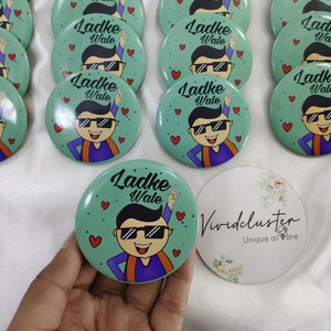 Custom Pins Wedding Badges-Ladkewale Broches Buttons For Coat Safety Pins Grooms Family Badges Invitaton Favour For Guest Grooms Team Badge
