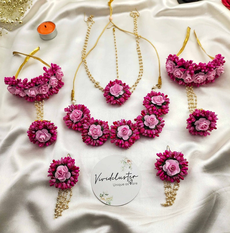 Radiant Floral Jewelry set for women and girls. wedding jewellery,Bridal party set, Flower Jewellery ,Bride Jewellery,Bride accessories image 1