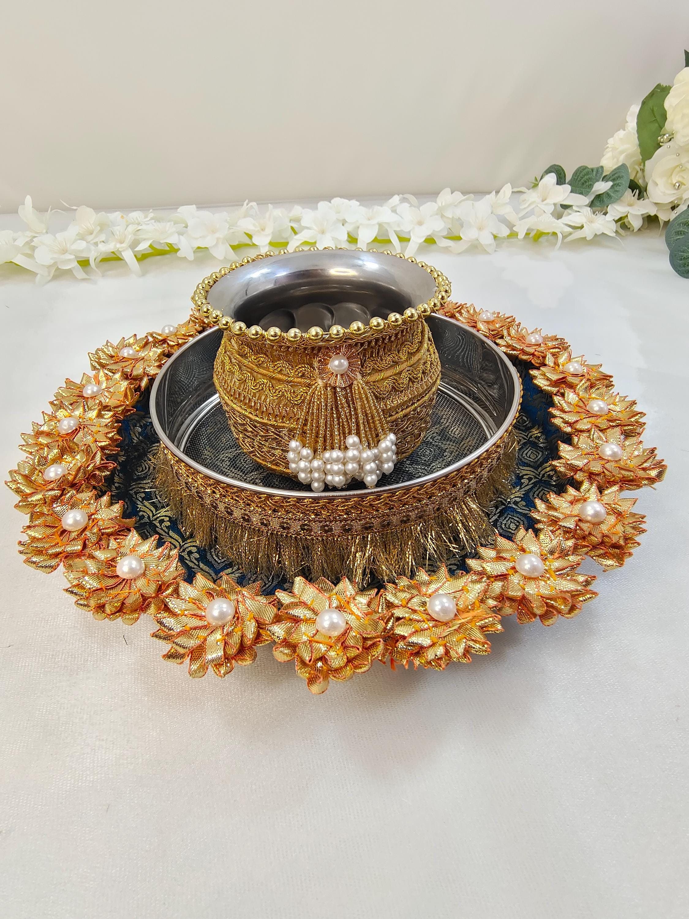 karwa chauth 2024 platter set Channi karva chauth Sargi for first Karva chauth celebration decorative Thaali for karwachauth  fast/vrat puja