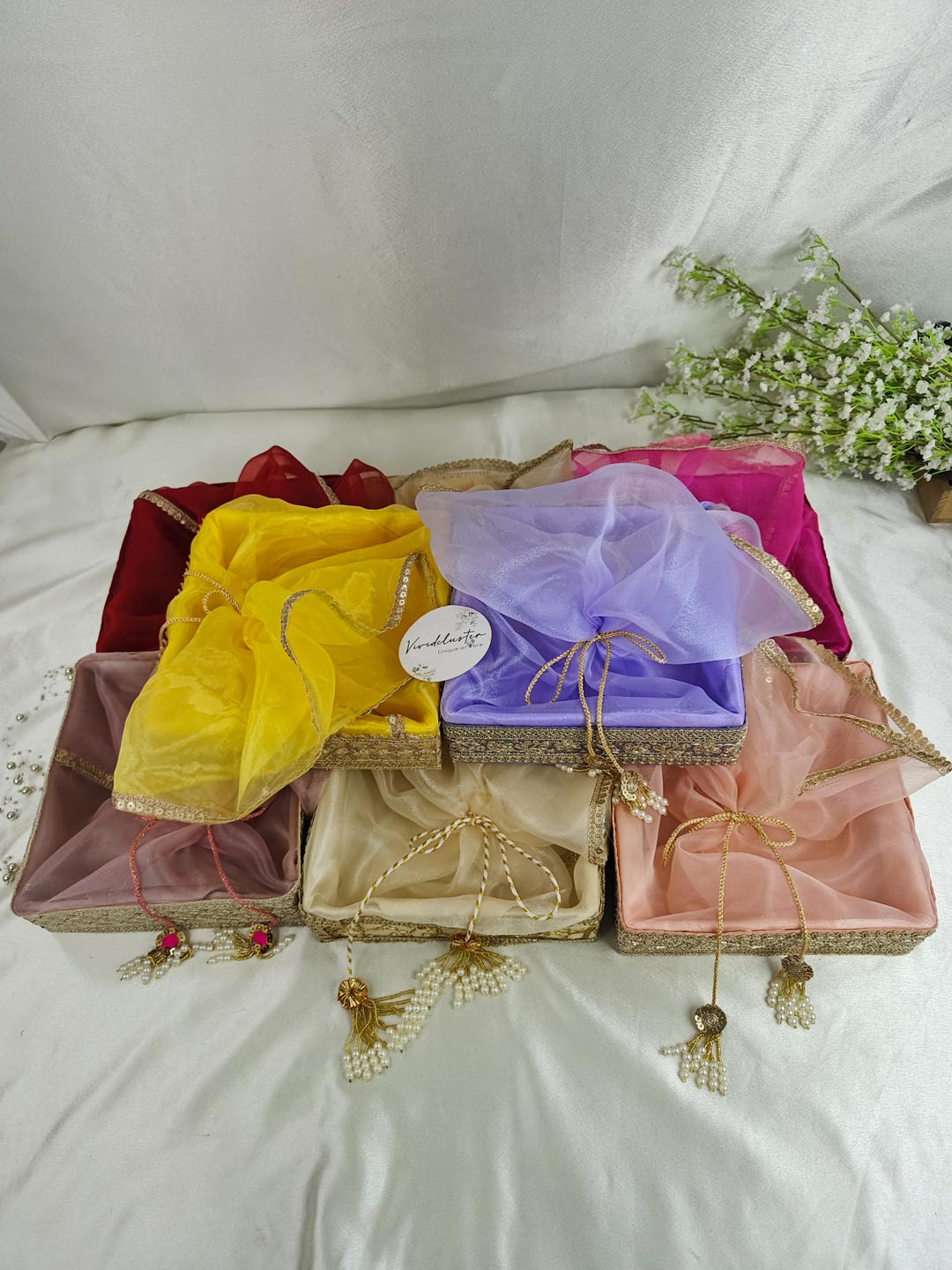 Organza Lace Gift Packing Tray, Square Multicolored: 8 Inch - Etsy