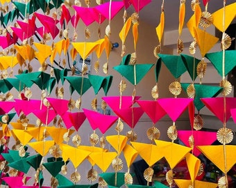 Net Gota Wedding Backdrop Haldi Mehendi Sangeet Decor Festival Pandal Decoration Wedding Event Theme Party Wall Backdrop Colorful Decor Idea