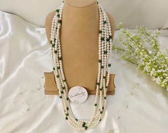 Pearl Moti Mala: bianco, 19 pollici