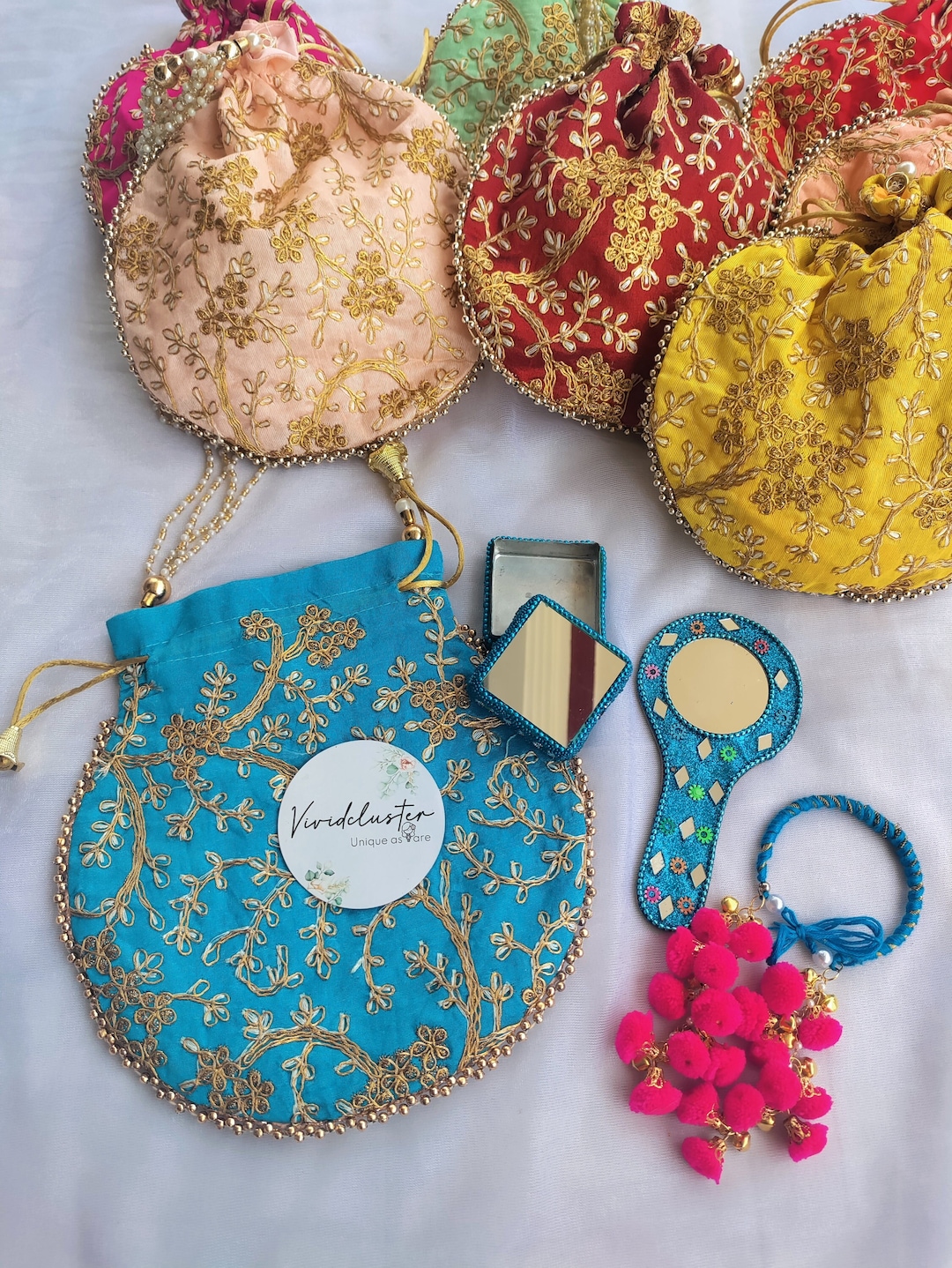 Potli Bag With Pearl Handle| Bridal Wedding Return Gift