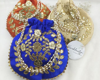 Hen Party Bags Reusable potli: Embroidered fabric, 9-inch, Assorted, pack of 1