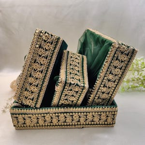Bröllops-shagunbricka, dekorativ indisk presentkorg för Nikkah (set om 4)