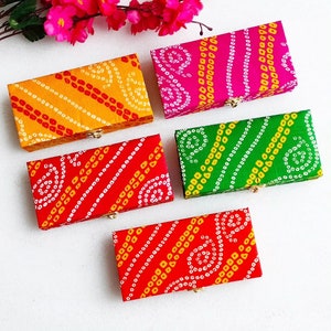 Bandhani Box for Wedding Favors Fancy Jewelry Organizer Bangle Storage Box Necklace Earring Holder Sangeet Gift Box Henna Keepsake Case