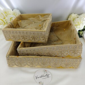 Handgefertigtes Goldenes Dekoratives Schimmer Shagun Tablett Verlobung Hochzeit Geschenk Brautduschen Festliche Feiern Geschenk Zeremonie Brautjungfer Geschenk