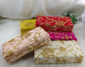 MDF Base Shagun Box for Tilak Ceremony- 8 inch (Rectangular) (Red, Yellow)