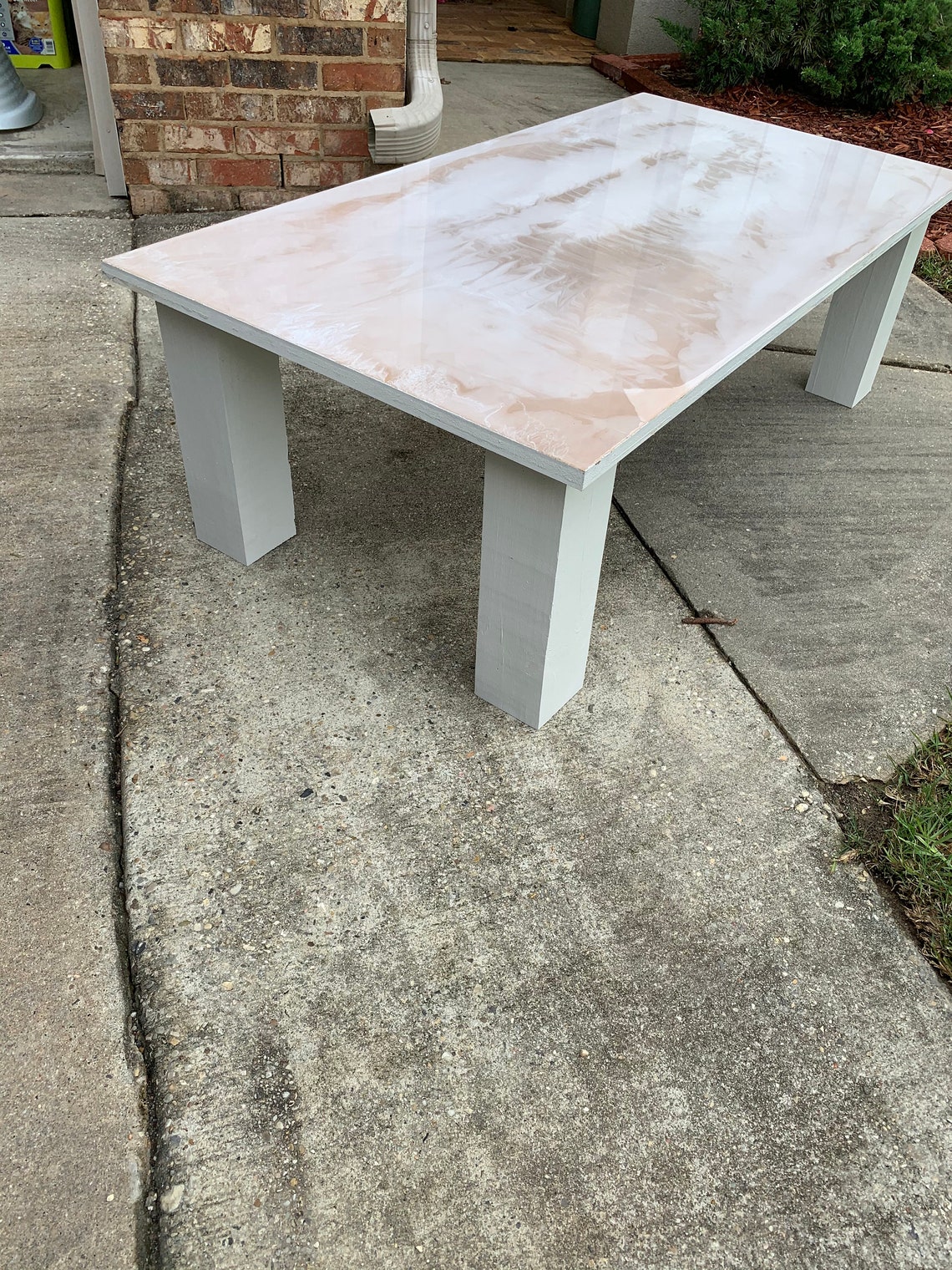 Custom Portable Mini Picnic Boho Table with Epoxy Design and Etsy