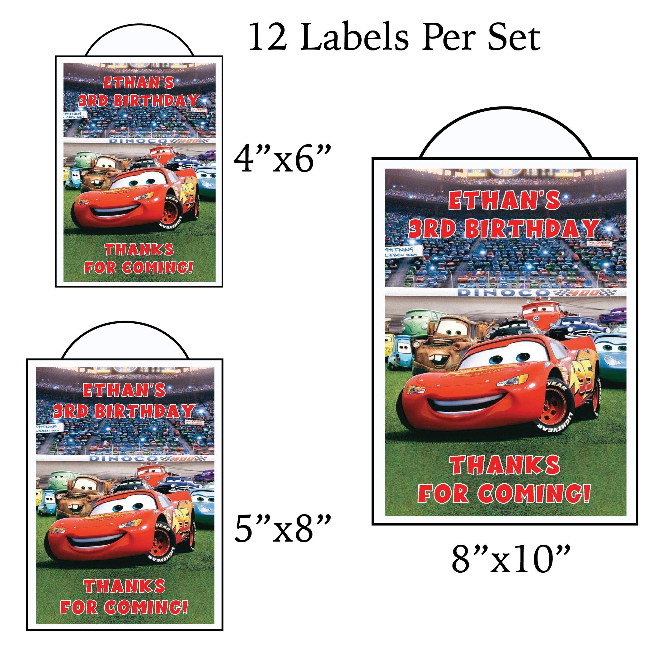 Cars Lightning McQueen PRINTED GLOSSY LABELS For Party | Etsy