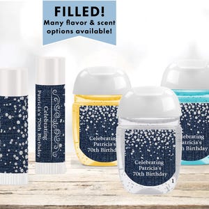 Denim Diamonds & Pearls Elegant Adult Teen Any Age or Occasion - Lip Balms Chap Stick or Hand Wash - Best Party Favor Idea DE03