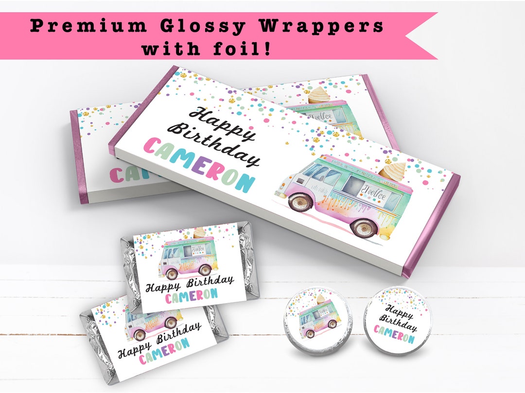 Here's the Scoop Ice Cream Truck Summer Birthday Pastel Watercolor