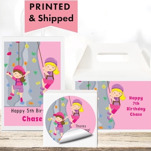 Girls Rock Climbing Wall Climbing Let&#39;s Climb Indoor Outdoor Adventure PRINTED GLOSSY LABEL For Party Favor Gift Bags Box Round Sticker RO05