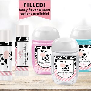 Little Cow Baby Girl Pink Cow Print Gingham Pattern - Lip Balms Chap Stick or Hand Wash - Best Party Favor Idea CO02