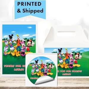 Mickey Mouse Clubhouse Inspired  - PRINTED GLOSSY LABELS - For Party Favor Bags, Gable Boxes, Gift Bags, Round Square Stickers