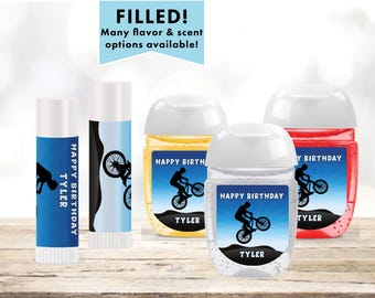 Dirt Bike Bicycle BMX Biking Racing Adventure Ride on Over Modern  Filled Lip Balms Chap Stick or Hand Wash; The Best Party Favors BM01
