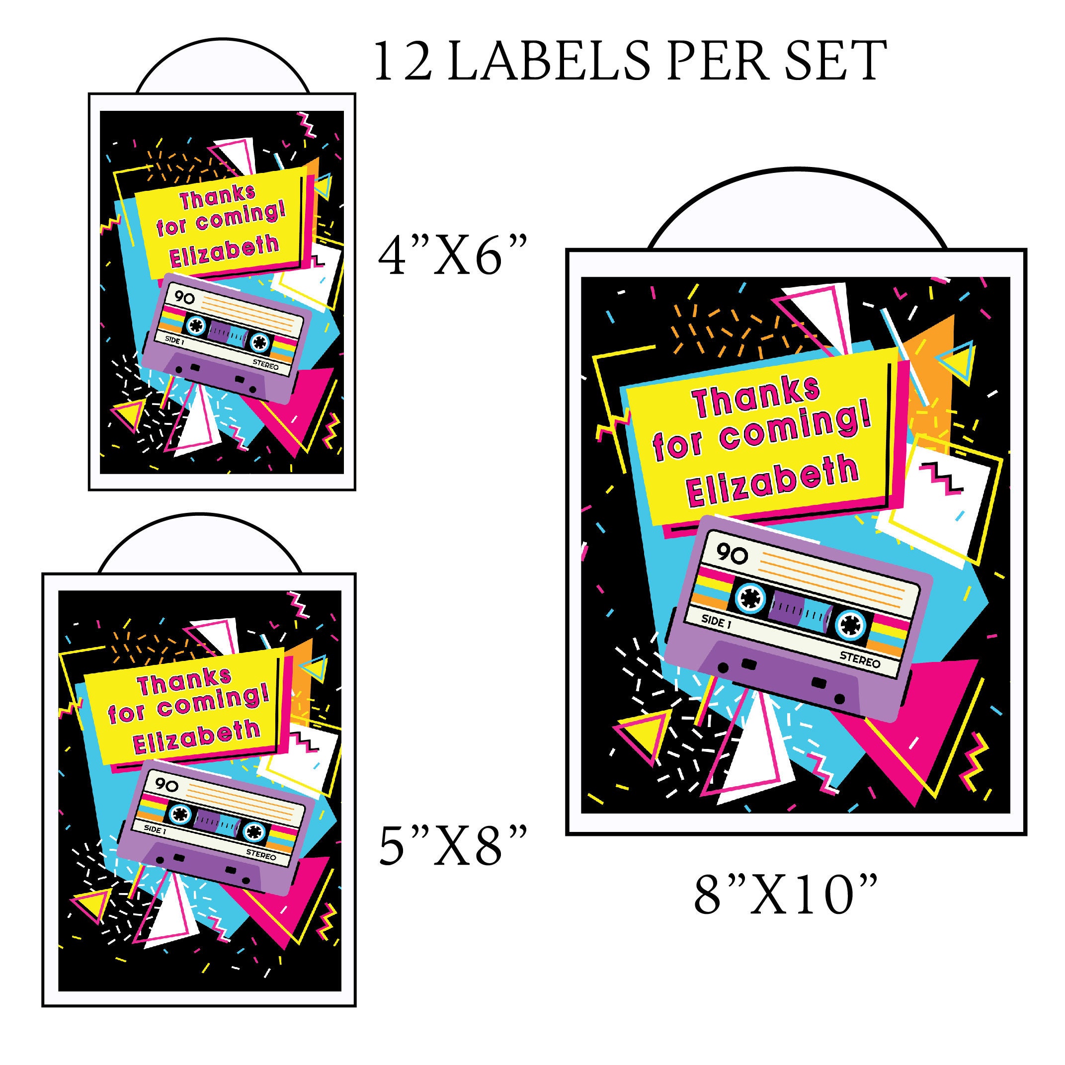 90s 80s Hip Hop Retro Neon Colorful Geometric Pattern - Etsy