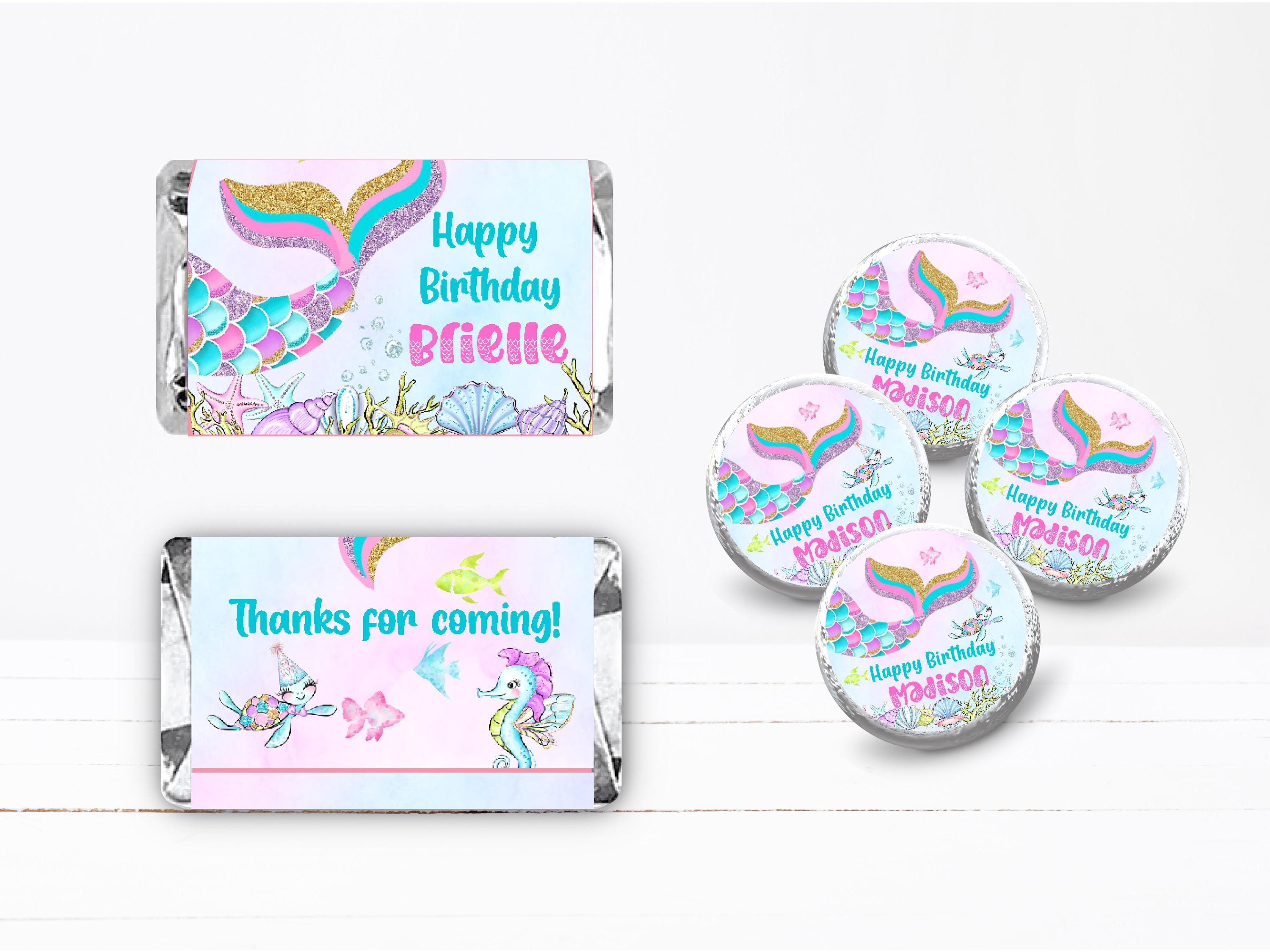 Mermaid Birthday Under the Sea Party Gold Glitter Turtle Pastel Hershey ...