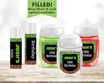 Pixelated Gaming Popular Game Theme Video Game Zone Level up - Lip Balms Chap Stick or Hand Wash - Best Party Favor Idea MI06