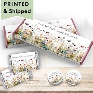 Wildflower Meadow Flowers Spring Summer Little Wildflower Love in Bloom PRINTED CANDY BAR Wrappers Chocolate Bar Kiss Stickers Labels FL19
