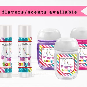 Roller Skates Skating Let's Roll Bright Colorful - Lip Balms Chap Stick or Hand Wash - Best Party Favor Idea