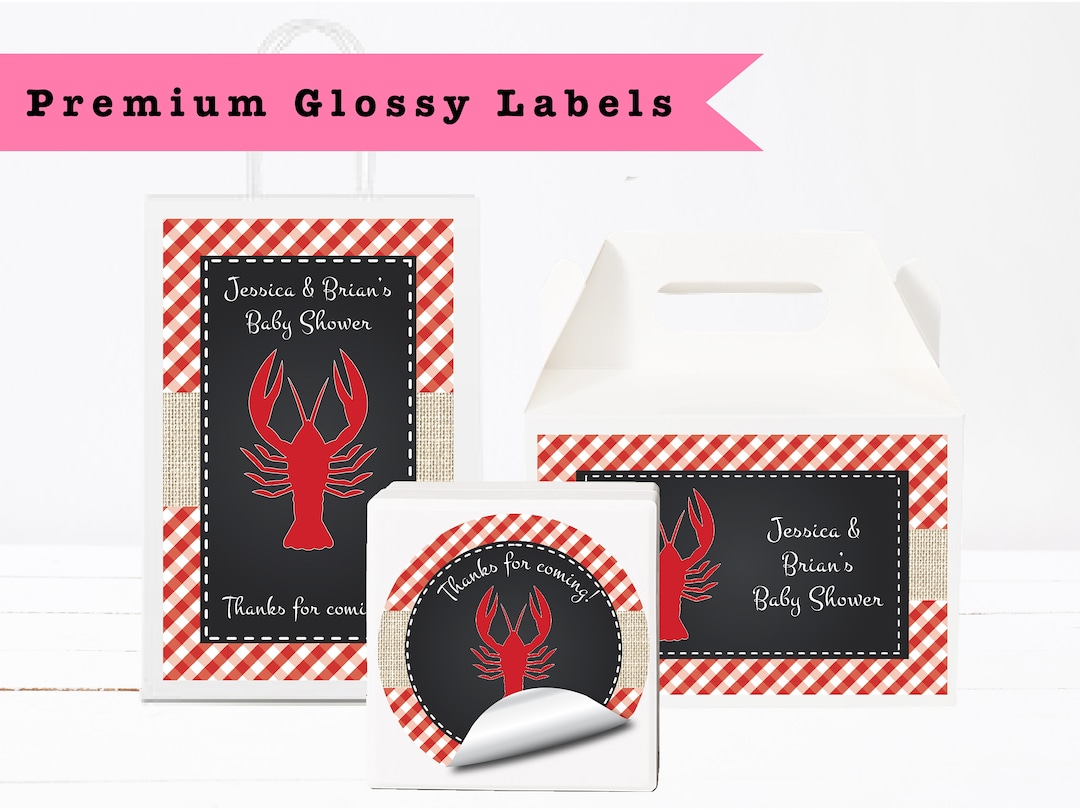 Crawfish Label Crawfish Boil | Summer Cajun Seafood - PRINTED GLOSSY LABELS - for ...