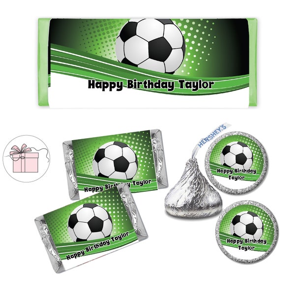 Soccer Game Day Ball Sports Abstract Wave Background   - PRINTED Candy Bar Wrappers Chocolate Labels Kiss Stickers