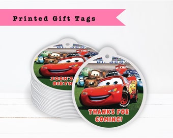 Cars Lightning McQueen - PRINTED GIFT TAGS - Thank You Card For Party Favor Bags or Gable Boxes