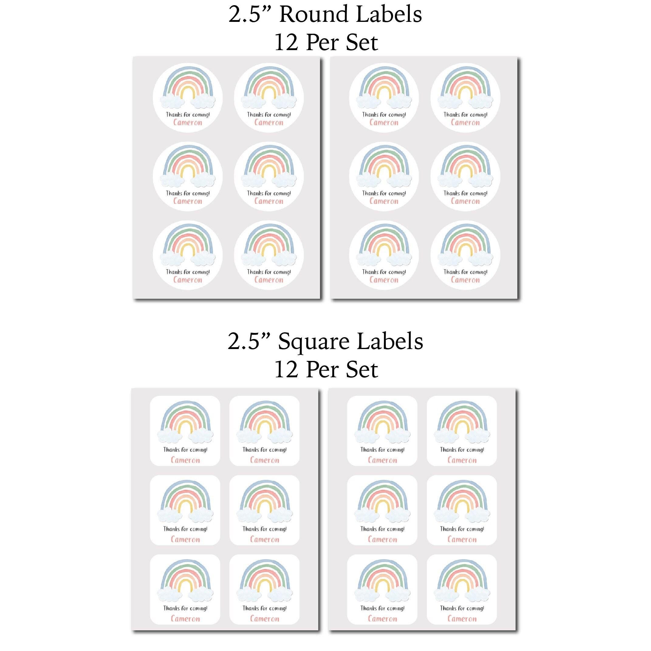 Pastel Watercolor Rainbow - PRINTED GLOSSY LABELS - for Party Favor ...