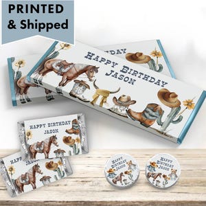 First Rodeo Country Western Boy Cowboy Littlest Cowboy Baby Horse PRINTED CANDY BAR Wrappers Chocolate Bar Kiss Stickers Labels RO07