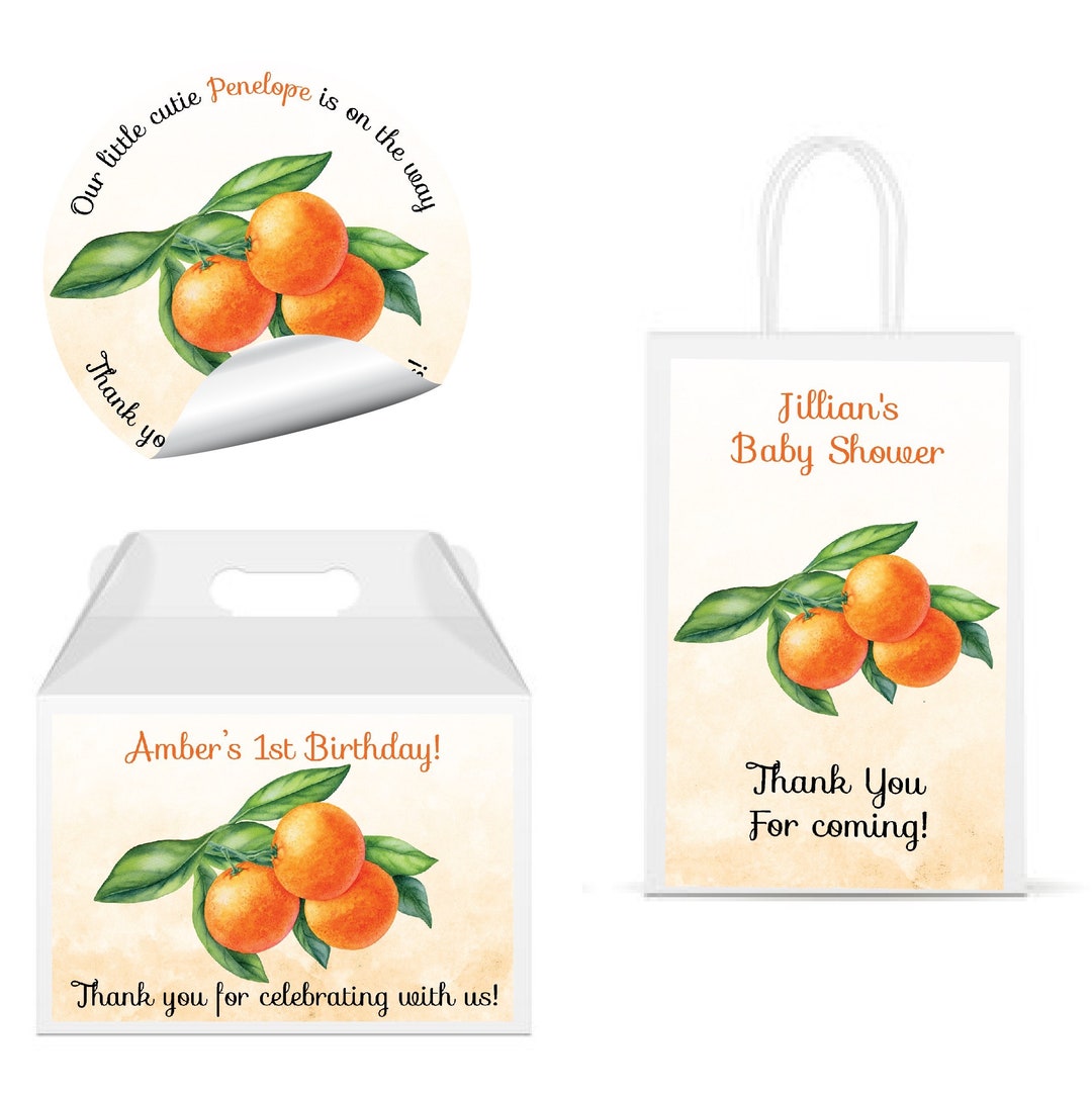 Little Cutie Clementine Orange Citrus PRINTED GLOSSY LABELS for Party