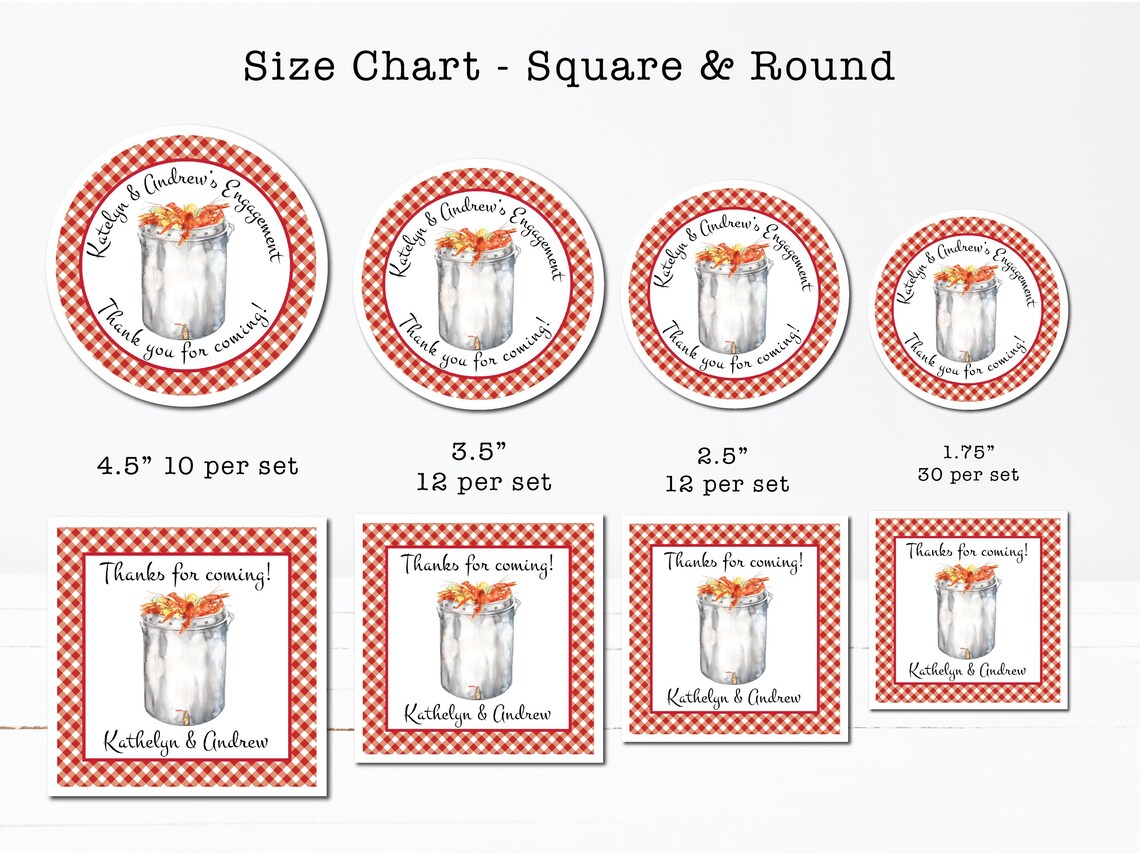 Crawfish Label Crawfish Boil | Summer Cajun Seafood Seafood Red White Gingham PRINTED ...