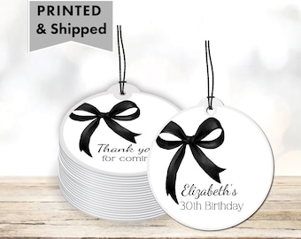 Black Bow Elegant Black Ribbon Coquette Black & White Party Watercolor Gift Tags For Party Favor Bags Party Favor Thank You note BL03