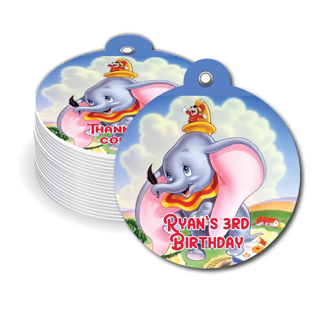 Dumbo Elephant - PRINTED GIFT TAGS - Thank You Card for Party Favor ...