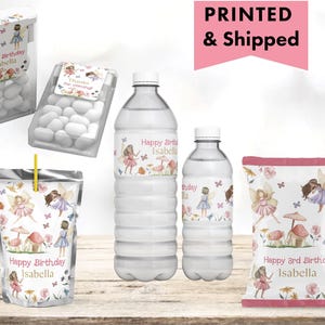 Flutter & Twirl Fairy Birthday  Whimsical Enchanted Pixie Fairy Party Chip bag, Water Bottle, Juice Pouch or Tic Tac Labels FA03