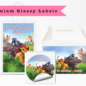 Lion Guard - PRINTED GLOSSY LABELS - For Party Favor Bags, Gable Boxes, Gift Bags, Round Square Stickers