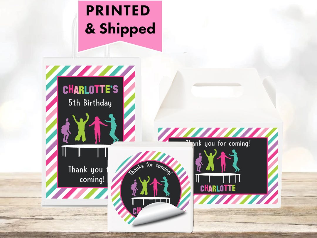 Bounce Sticker Pink Trampoline Park Bounce Jump & Play Colorful Chalkboard Bounce ...