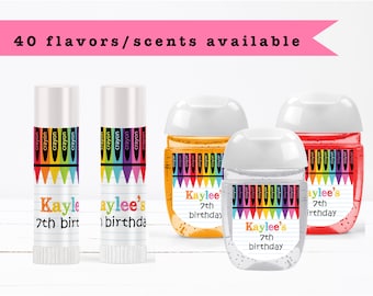 Coloring Crayon Art Colorful Rainbow - Lip Balms Chap Stick or Hand Wash - Best Party Favor Idea