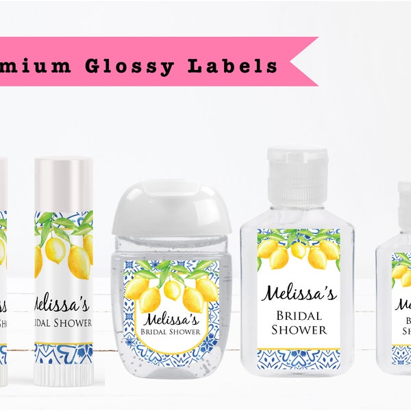 Mediterranean Lemon Main Squeeze Citrus Summer   - PRINTED GLOSSY LABELS - For Lip Balm Tubes or Sanitizer Bottles