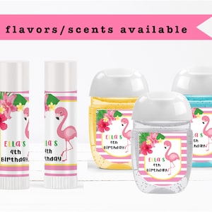 Flamingo Tropical Luau Let's Flamingle - Lip Balms Chap Stick or Hand Wash - Best Party Favor Idea