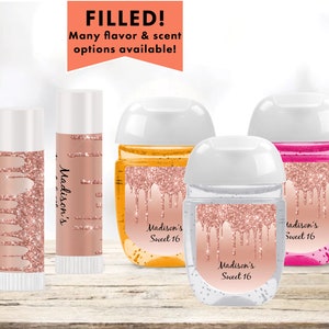 Rose Gold Dripping Glitter Metallic Drips Sparkle Luxury - Filled Lip Balms Chap Stick or Hand Wash; The Best Party Favors