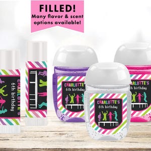 Pink Trampoline Park Bounce Jump & Play Colorful Chalkboard Bounce House Lip Balms Chap Stick or Hand Wash - Best Party Favor Idea TR02