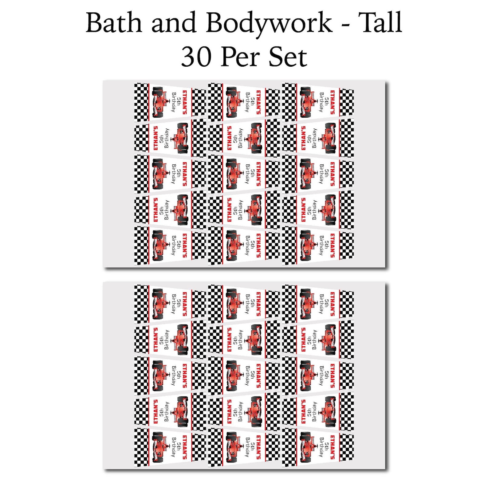 Red Race Car Checkered Flag Two Fast Racing PRINTED GLOSSY | Etsy