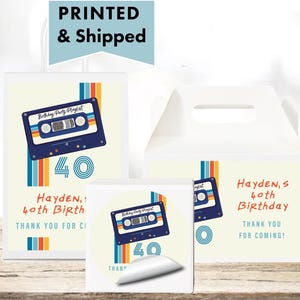 Let's Rewind Back to the 80s 90s Retro Music Audio Cassette Tape Glossy Labels For Party Favor Bags, Gable Boxes, & Round Stickers
