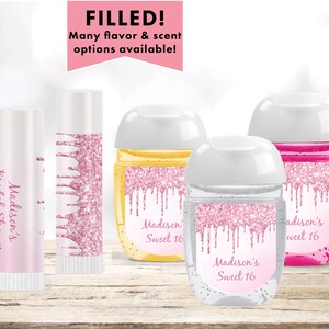 Baby Pink Pink Sparkle Glam Dripping Glitter Elegant Luxury   - Lip Balms Chap Stick or Hand Wash Best Personalized Party Favors DR28