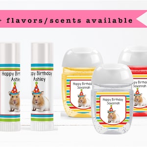 Hamster In Party Hat Bright Colorful Happy Hamster Birthday - Lip Balms Chap Stick or Hand Wash - Best Party Favor Idea