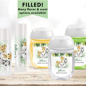 Jungle Safari Animals Greenery Gender Neutral Boy Baby Shower 1st 2nd Birthday  Lip Balms Chap Stick or Hand Wash - Best Party Favor JU01