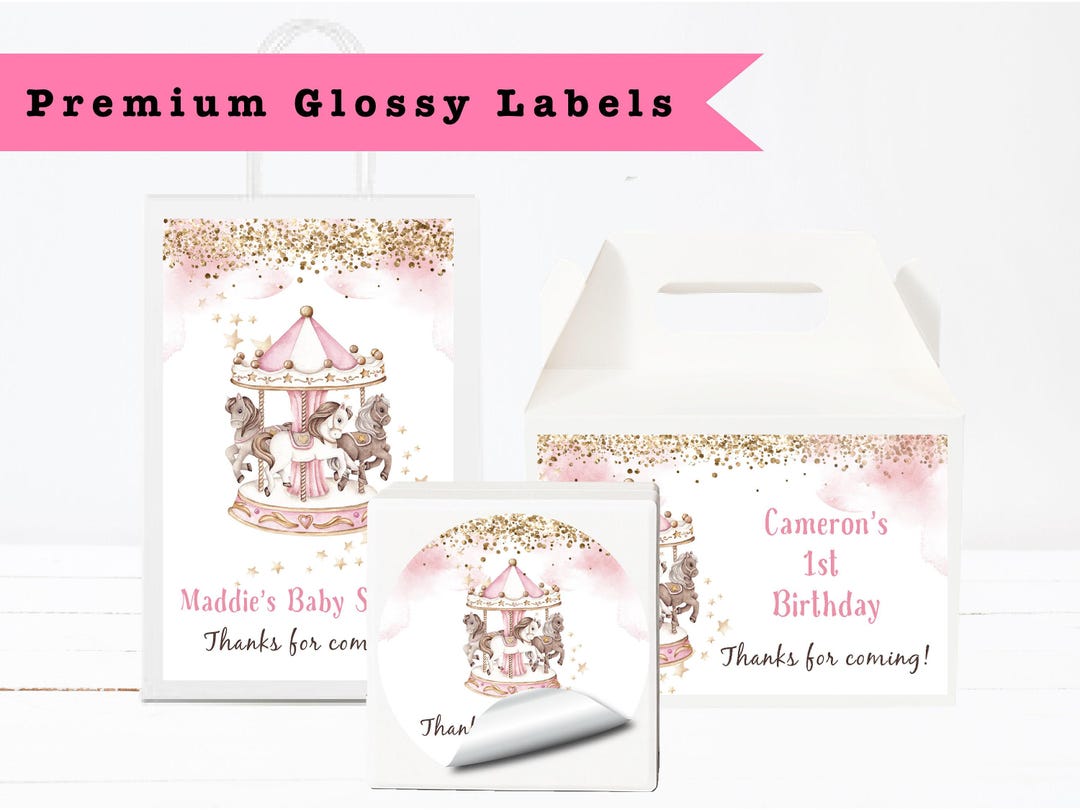 Pink Merry Go Round Carousel Merry-go-round Carnival Pink & Gold Girl Baby Shower Birthday ...