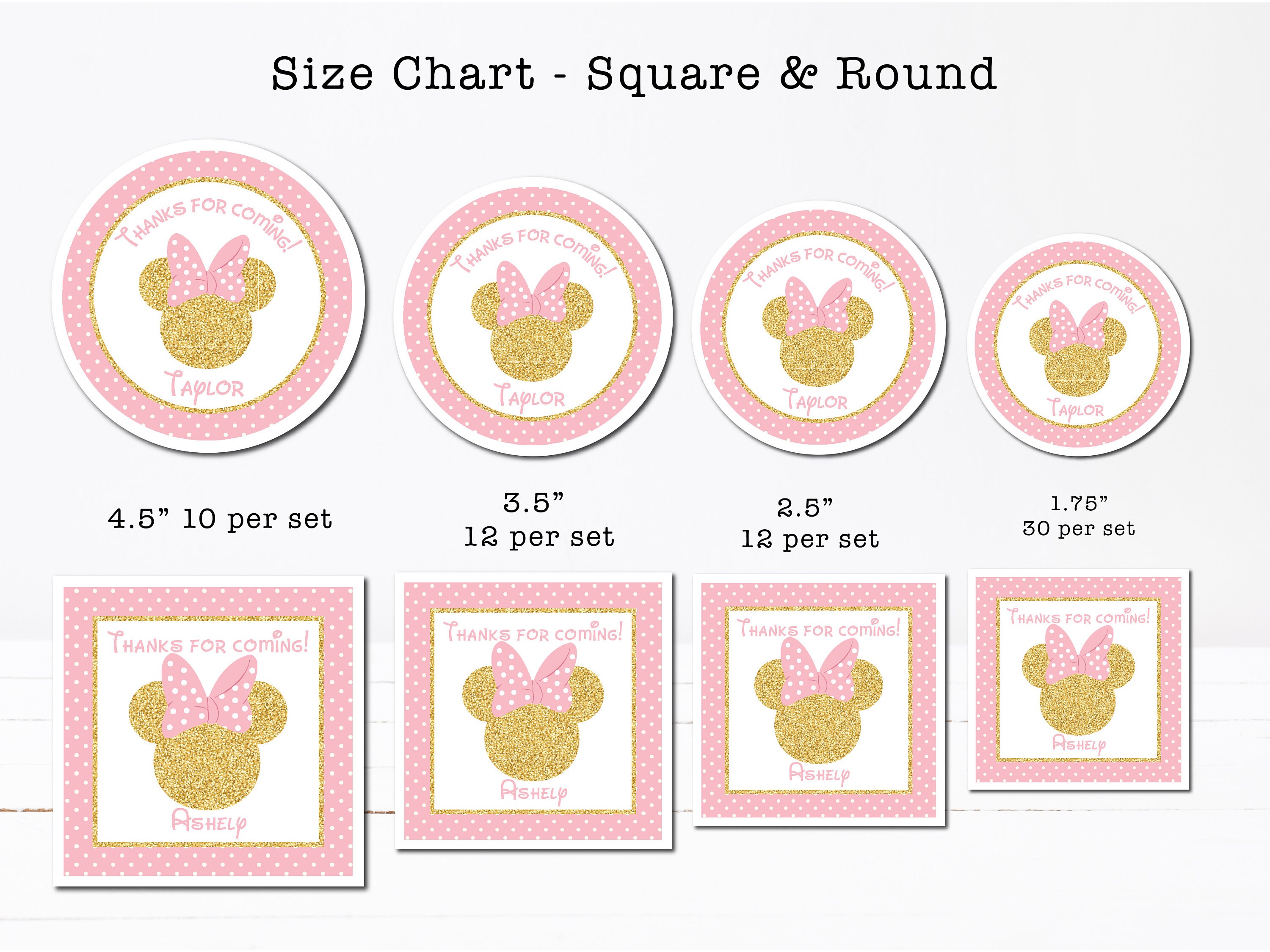 Minnie Gold Glitter Personalized 2.25 Glossy Stickers